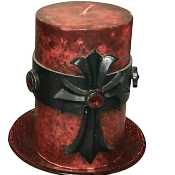 Chrome Angels Candles Crystals Black Cross Accents - Picture 2 of 3